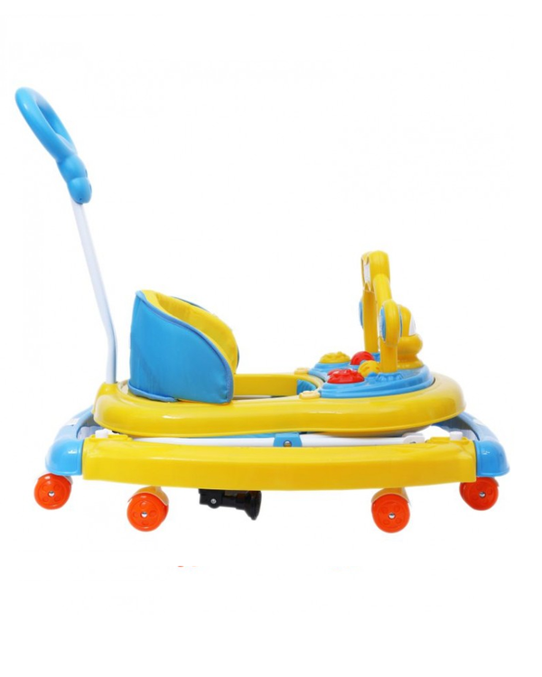 1st Step Walker Cum Rocker With Push Handle And 4 Level Height Adjustment - Blue