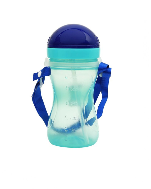 1st Step Spill Proof BPA Free Straw Sipper With Strap - Blue