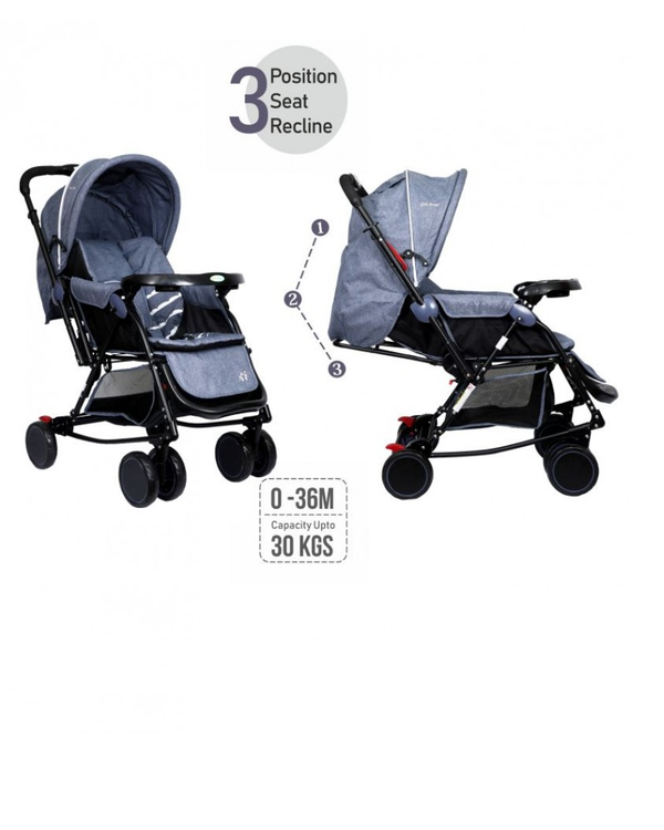 1st Step 2 In 1 Pram Cum Rocker With Reversible Handlebar-Grey