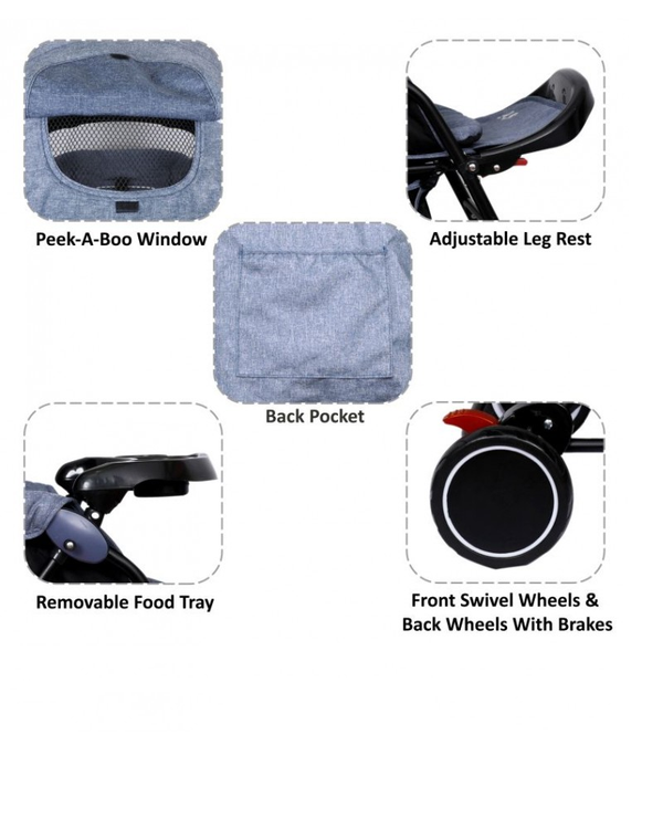 1st Step 2 In 1 Pram Cum Rocker With Reversible Handlebar-Grey