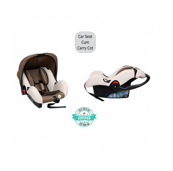 1st Step Car Seat Cum Carry Cot With Thick Cusioned Seat And 5 Point Safety Harness-Brown