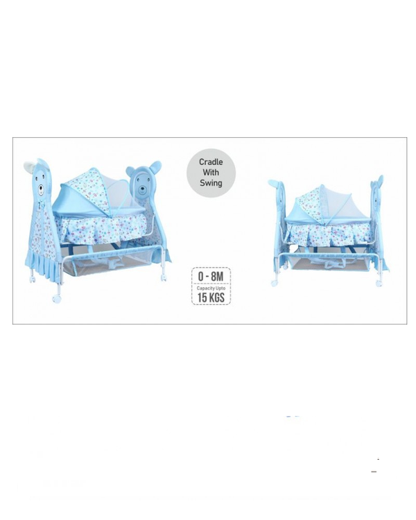 1st Step Cradle With Swing, Mosquito Net And Storage Basket - Blue