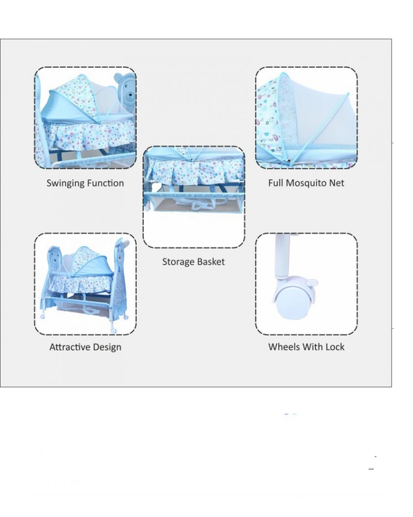 1st Step Cradle With Swing, Mosquito Net And Storage Basket - Blue