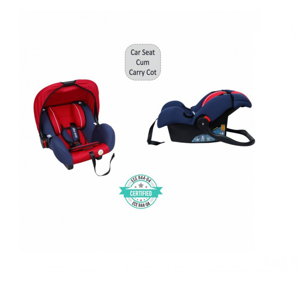 1st Step Car Seat Cum Carry Cot With Thick Cusioned Seat And 5 Point Safety Harness-Red
