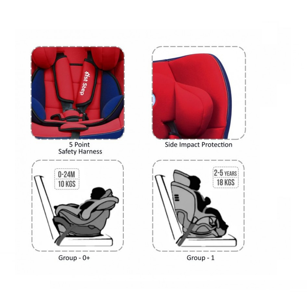 1st Step Convertible Car Seat With 5 Point Safety Harness - Red