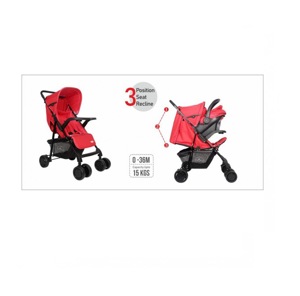 1st Step Red Color Travel System With 5 Point Safety Harness And Link Break-Red