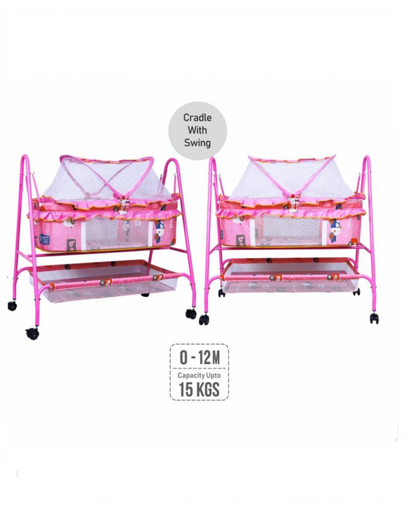 1st Step Cradle With Swing And Mosquito Net - Pink