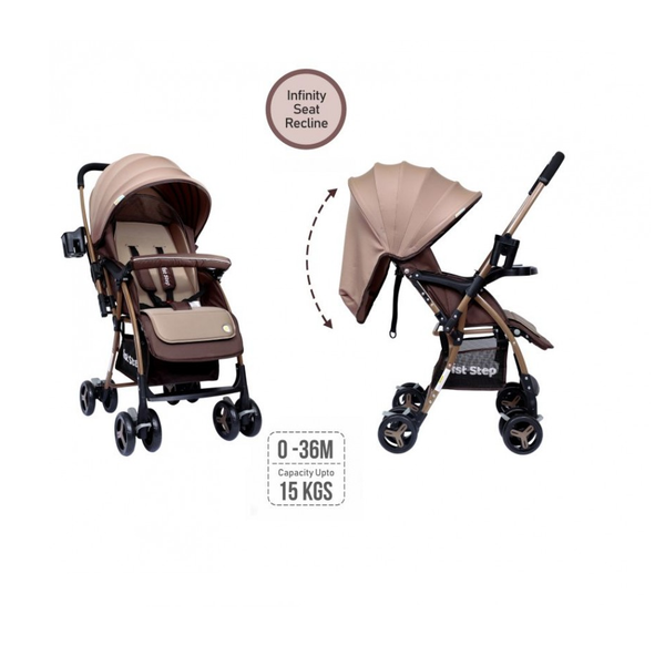1st Step Buggy With 3 Point Safety Harness And Reclining Seat-Brown