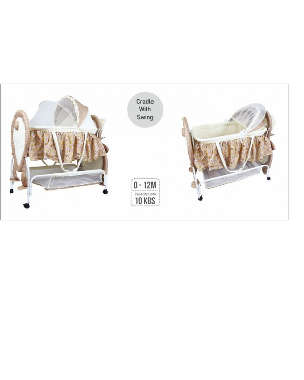 1st Step Cradle With Swing, Mosquito Net And Storage Basket-Brown