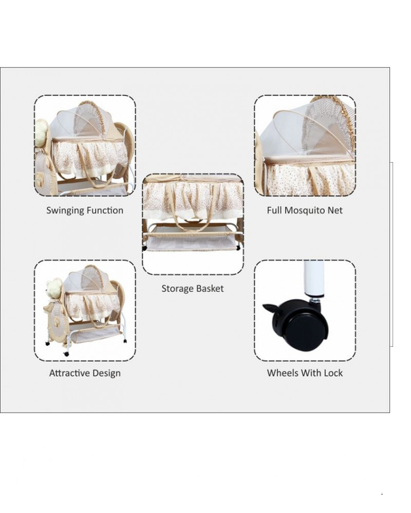 1st Step Cradle With Swing, Mosquito Net And Storage Basket-White