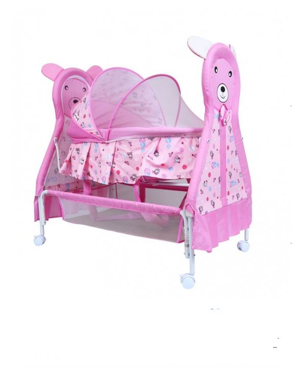 1st Step Cradle With Swing, Mosquito Net And Storage Basket - Pink