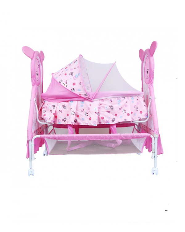 1st Step Cradle With Swing, Mosquito Net And Storage Basket - Pink