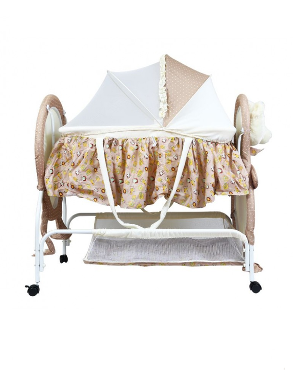 1st Step Cradle With Swing, Mosquito Net And Storage Basket-Brown