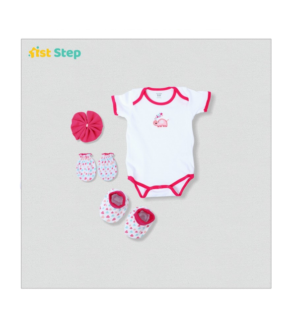 1st Step New Born Baby Gift Set Pack Of 4  (White)