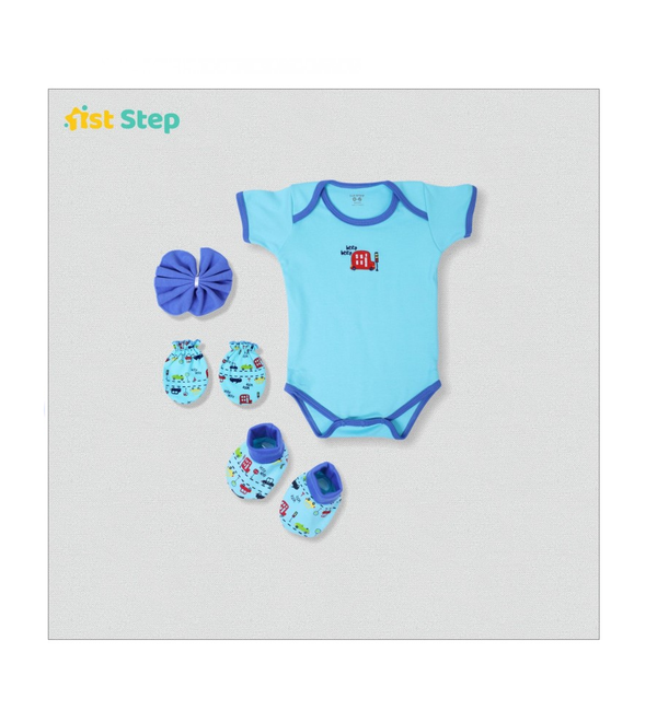 1st Step New Born Baby Gift Set Pack Of 4 (Blue)