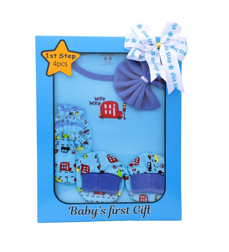 1st Step New Born Baby Gift Set Pack Of 4 (Blue)