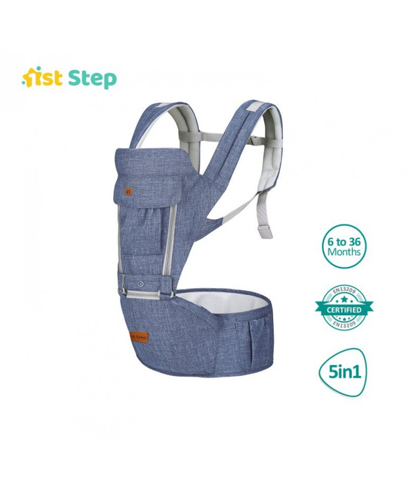 1st Step 5 In 1 Hip Seat Baby Carrier - Denim
