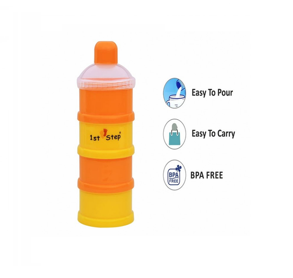 1st Step BPA Free Polypropylene 4-Tier Milk Powder Container- Orange