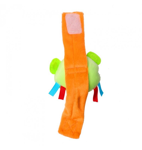1st Step Dog Face Soft Plush Wrist Rattle Cum Toy (Green)