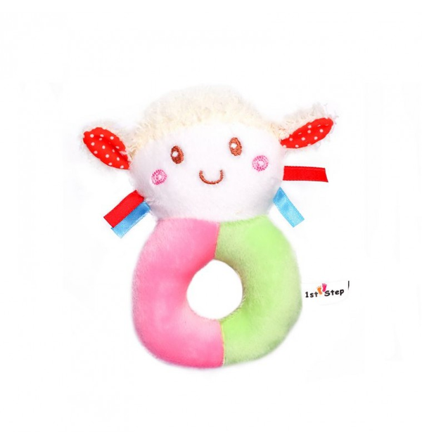 1st Step Doll Face Soft Plush Ring Rattle Cum Toy (Pink)