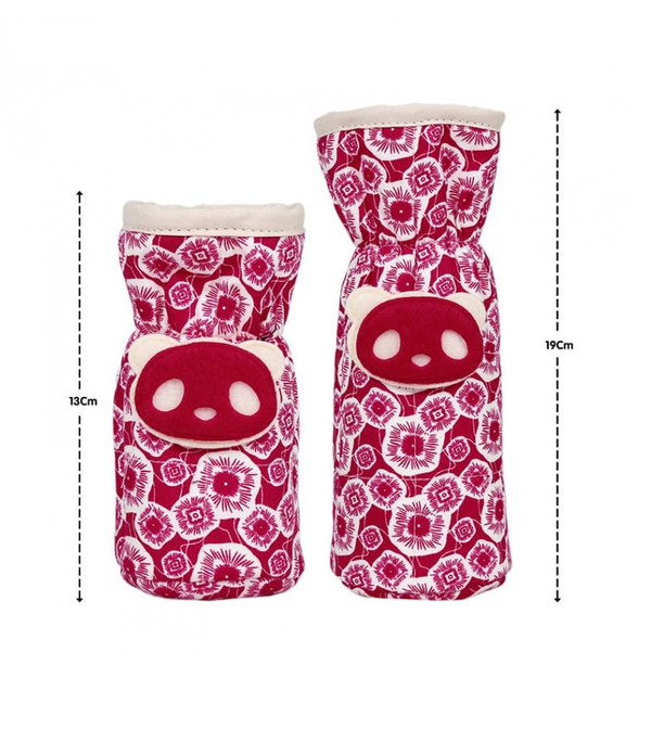 1st Step Bottle Cover With Animal Face Motif (Pack Of 2)-Red