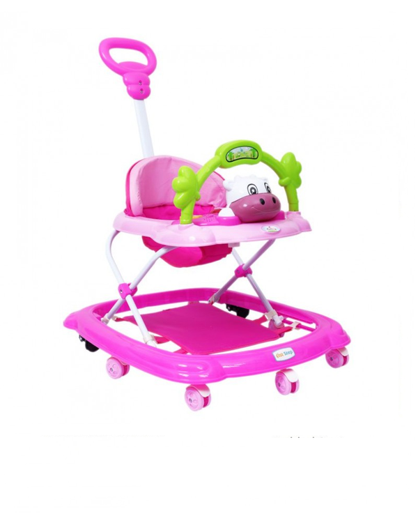 1st Step Walker With Push Handle And 4 Level Height Adjustment - Pink