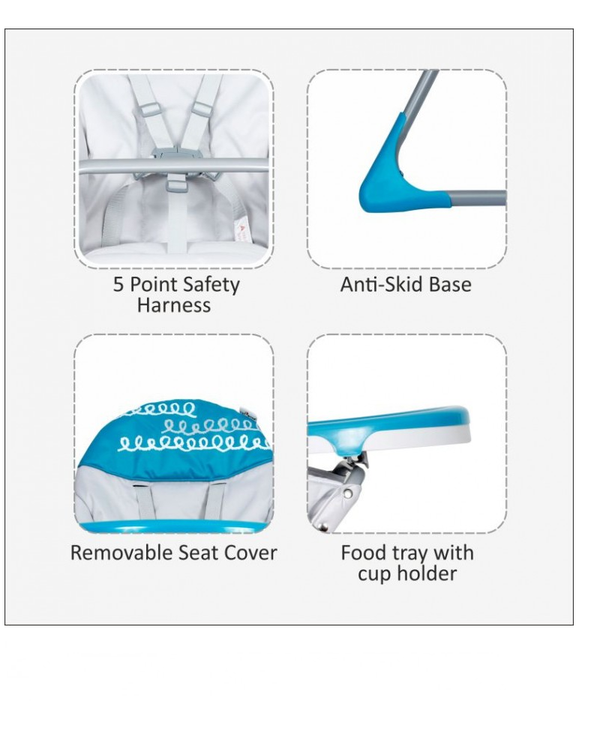 1st Step High Chair With 5 Point Safety Harness-Blue