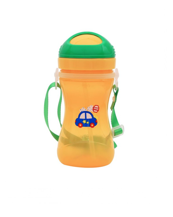 1st Step Spill Proof BPA Free Straw Sipper With Strap - Orange