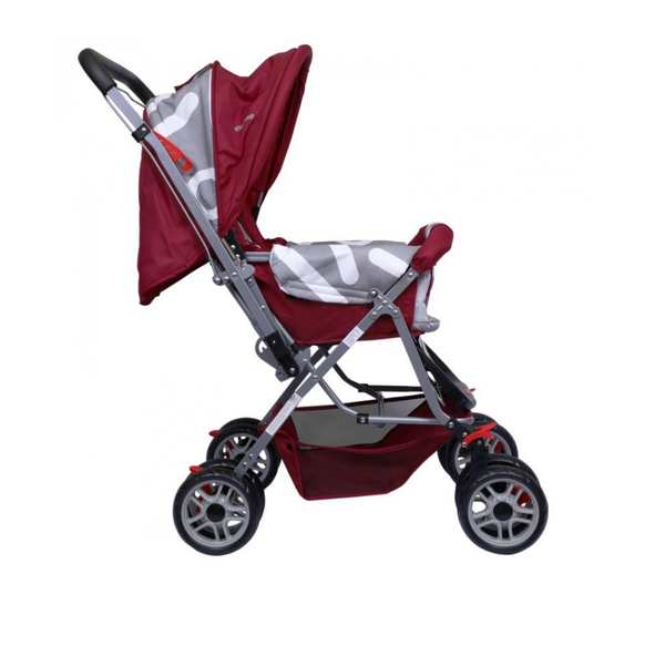 1st Step Pram With Reversible Handlebar And Reclining Seat -Red