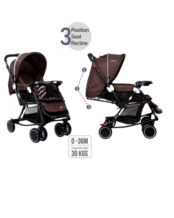 1st Step 2 In 1 Pram Cum Rocker With Reversible Handlebar-Brown