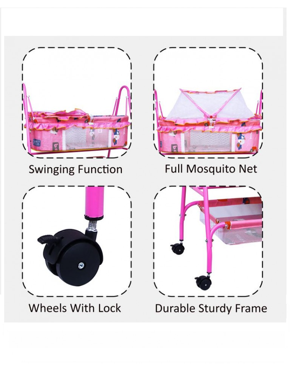 1st Step Cradle With Swing And Mosquito Net - Pink