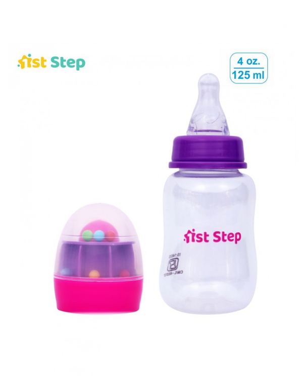 1st Step 125 Ml Feeding Bottle With Rattle Hood - Pink